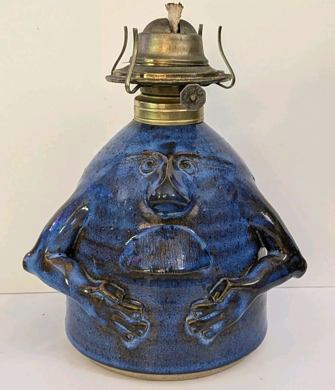 Tony Bledsoe Pottery Ugly Face Jug Oil Lamp 1983 North Carolina Blowing Rock