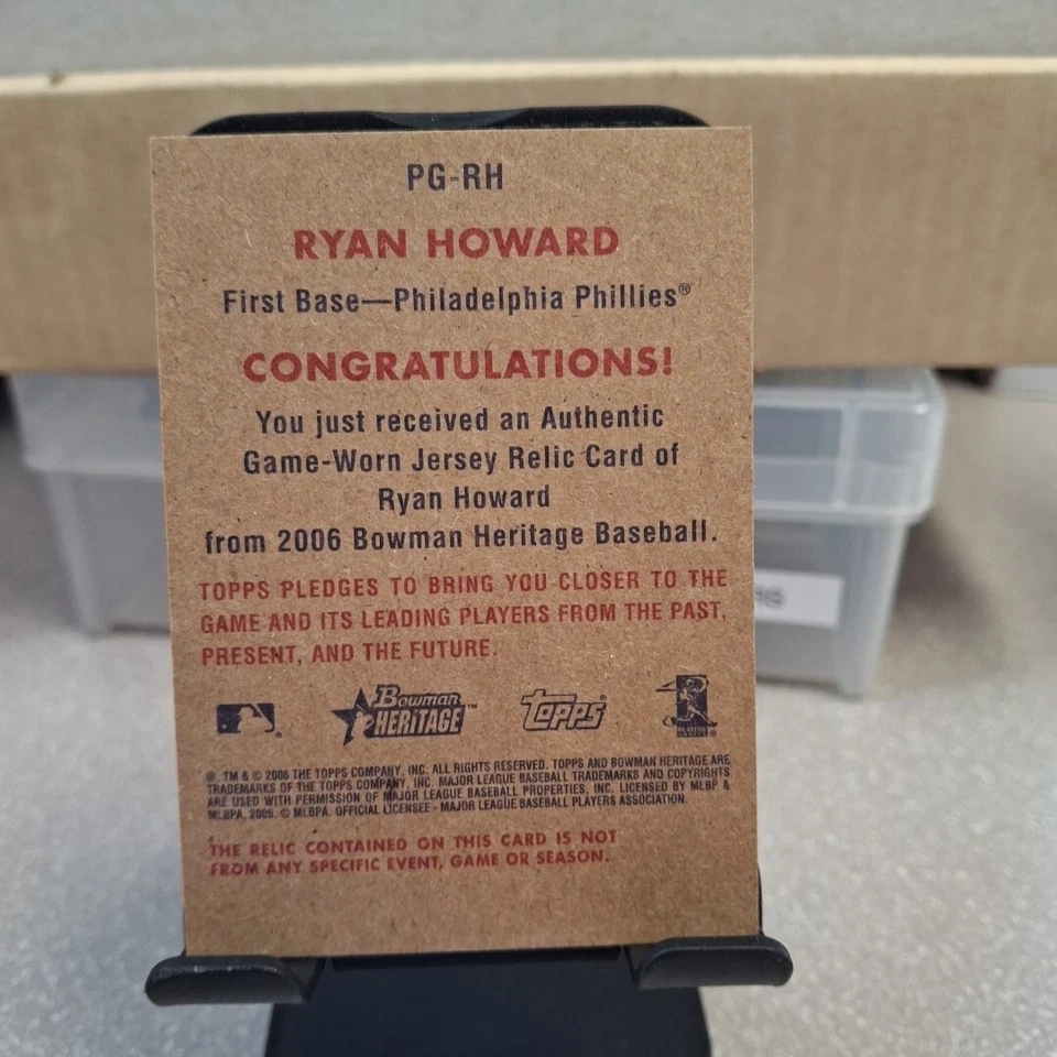 2006 Bowman Heritage Pieces of Greatness Ryan Howard #PG-RH - Image 2 of 2