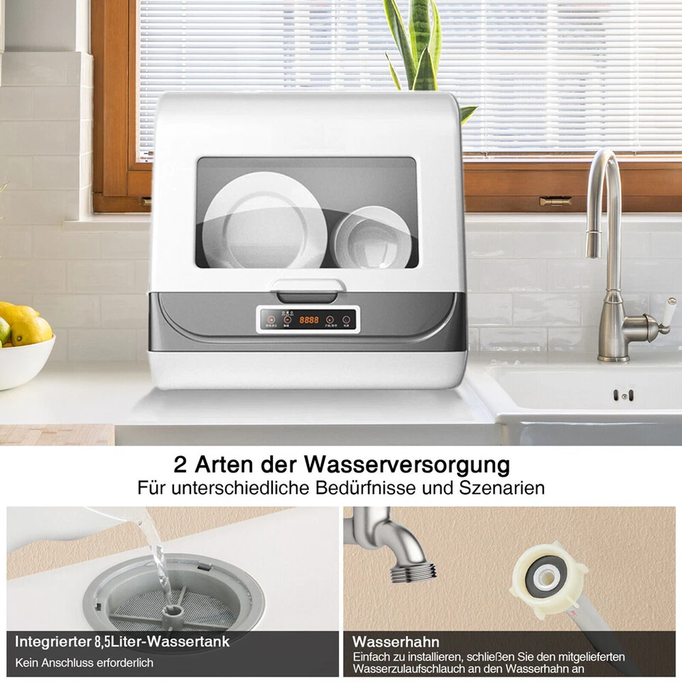 Mini Geschirrspüler 5L Spülmaschine Tischgeschirrspüler 45cm Freistehen 800W DE - Bild 3 von 4