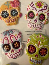 Sticko stickers- Sugar Skulls super puffy- 6 pieces from 2015- bold  bright 