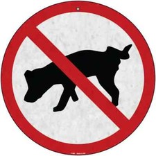 No Dog Pee Novelty Round Circular Metal Sign 8" Home Garage Wall