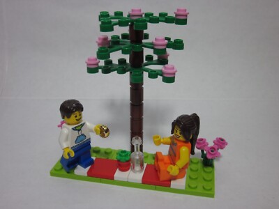 LEGO Valentine's Day picnic w/ 2 minifigures, custom build, FREE U.S. Shipping!