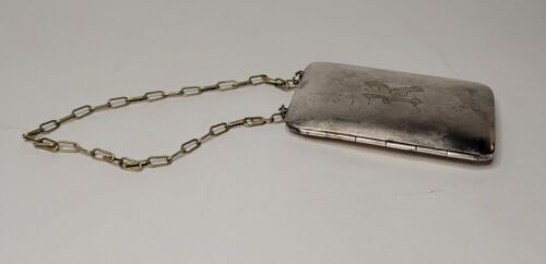 Antique German Silver Coin Change Metal Holder Purse Chain Money Clip Monogram - Picture 11 of 13