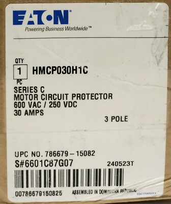 EATON CUTLER HAMMER HMCP030H1C 30 AMP Type HMCP Motor Circuit Protector