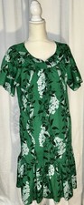 VTG Hawaiian MuuMuu Made In Hawaii Floral Green Midi Dress Size Oversized S