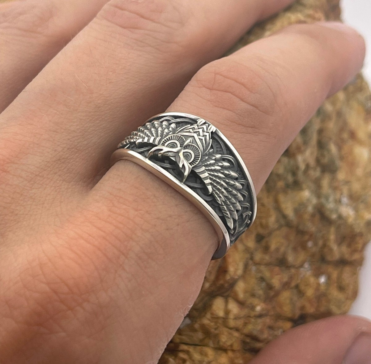 Norse Viking Owl Style Ring Scandinavian Norse Jewelry sterling 
