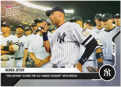 DEREK JETER CAPTAIN CLOSES OLD YANKEE STADIUM w/ SPEECH TOPPS CHROME CARD #DJ-15