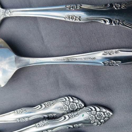 Floral Flower Swoop Hibiscus Rogers Korea 24 Piece Flatware Stainless Steel  - 第 5/5 張圖片