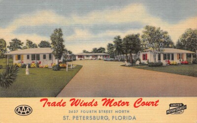 Trade Winds Motor Court St Petersburg Florida linen Genuine Curteich