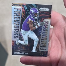 Panini 2025 Prizm Fireworks Jordan Addison Minnesota Vikings #8 Football Card