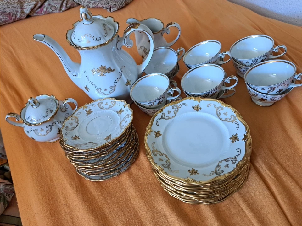 Antikes Barock  Kaffeeservice,Reichenbach, 12 Personen,fine China - Bild 1 von 4