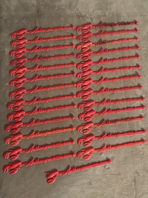 Vtg Anthony's PIER 4 Swizzle Stick Drink Stirrer Lobster Red Collectible 27pcs
