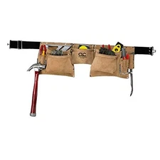 I427X Heavy Duty Contractor-Grade Suede Leather Work Apron, 2 Steel Hammer 