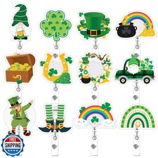 Jansun St Patricks Day Badge Reel 12 Pcs Nurse Badge Reel Name Badge Clips Re