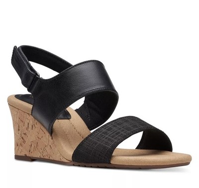 New  Vionic Snake Print Adjustable Wedge Sandals Kanya Black Sz 10