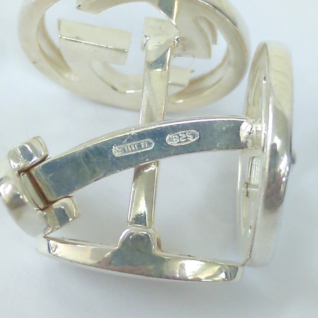 GUCCI Interlocking Cufflinks Sterling Silver 925 … - image 7