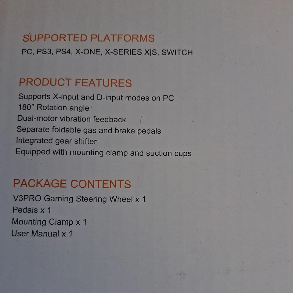 PXN V3 Pro gaming steering wheel With Pedals 180 degree For PS3 PS4 Xbox Switch - Image 3 of 4