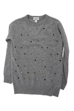 Autumn Cashmere Girls Jeweled Crew Neck Knit Pullover Sweater Gray Size 12