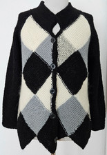DAMEN Strickjacke Unikat Selbstgestrickt Gr.44/46 Mohair Acryl PLX