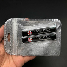 2x Metal Black Resident Evil Umbrella Corporation Emblem Car Badge Decal Sticker