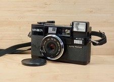 Vintage 80s Minolta Hi-Matic AF2 35mm Film Point-and-Shoot Camera, Made in Japan