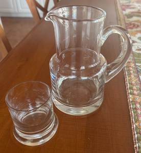 VTG Tiffany & Co. Crystal Water Carafe Bedside Pitcher Tumbler Up Set - signed