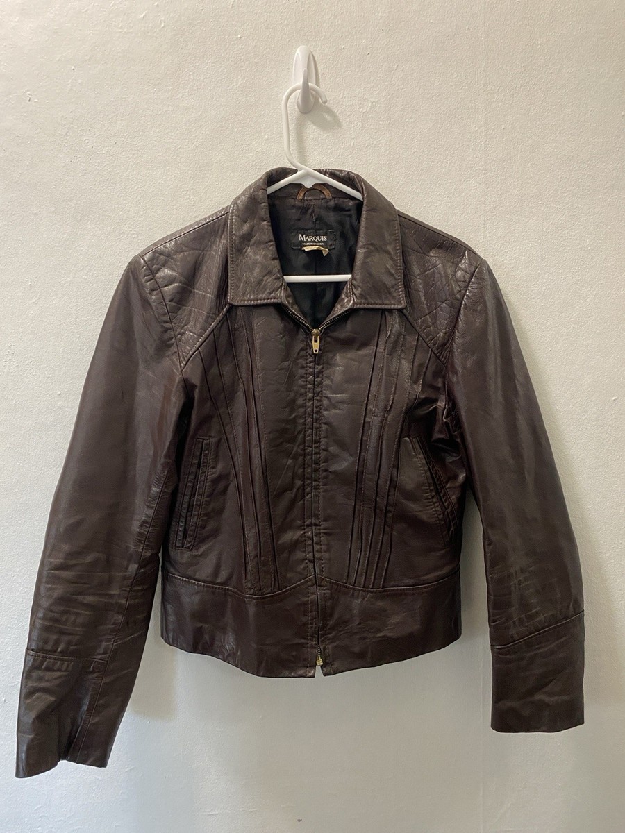Vtg Marquis Made In Canada Leather Jacket S Brown 80s 90s | eBay