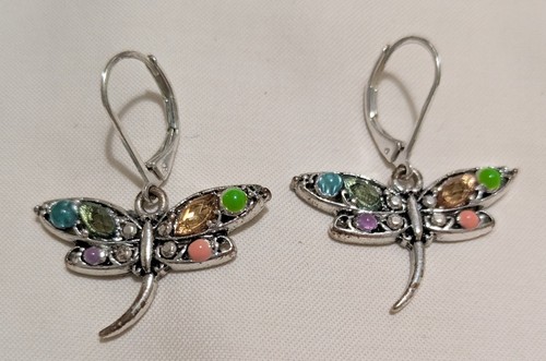 Orecchini pendenti goccia DRAGONFLY con pietre multicolori - Foto 3 di 5