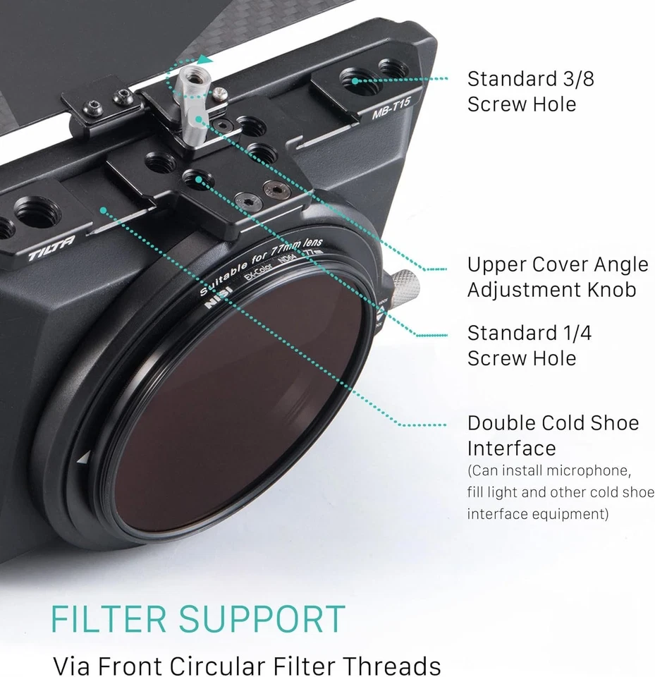 Mini caja mate portátil con 4 ranuras de soporte de filtro - Ideal para cinematógrafos Foto 4 de 4