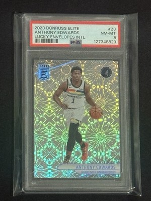 2023-24 ANTHONY EDWARDS DONRUSS ELITE LUCKY ENVELOPES Jersey # 5/8 PSA 8 Lakers