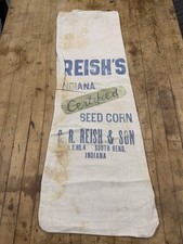 Vintage Reish South Bend, Indiana Hybrids ?Seed Corn Cloth Bag Farm Feed Sack