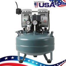 Silent Oil-Free Dental Air Compressor 120V 24L 118L/min Dual Pressure Gauge 50dB