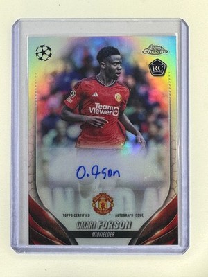 OMARI FORSON 2023-24 Topps Chrome UEFA #CA-OF REFRACTOR ROOKIE AUTO Man United