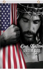 3'x5' Ft Jesus Christ "One Nation Under God" Flag W/Grommets Christian Patriotic