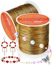 0.3Mm 7 Strand Stainless Steel Beading Wire, 656Ft Jewelry Wire, Gold Nylon