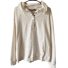 PEACE LOVE WORLD Embroidered French Terry Sweatshirt Size Medium White