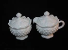 Vintage Hobnail Milk Glass Sugar & Creamer