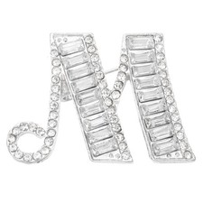 Letter Brooch Pins Initial Letter m Rhinestone Broaches Silver Tone