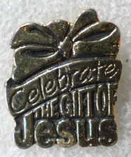 Celebrate the Gift of Jesus Pin Religious Holiday Faith Message Lapel Badge
