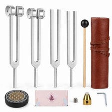 4 Pcs Aluminum Tuning Fork Set 128Hz 136.1Hz 256Hz 384Hz Sound Therapy Medita...
