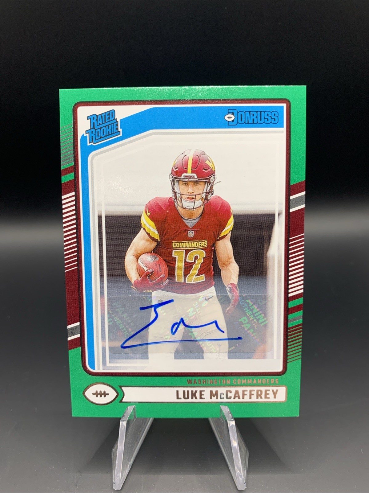 2024 Panini Donruss - Rated Rookie Luke McCaffrey #302 Green Autographs (AU, RC)