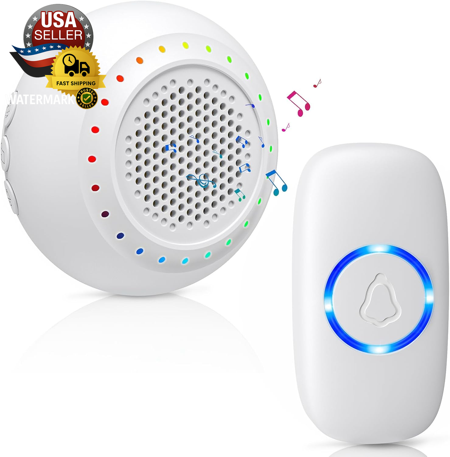 Wireless Doorbell Kit with 1 Transmitter 1 Receiver Water Resistant Chime