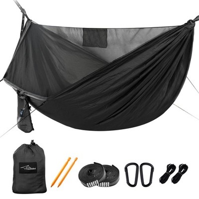 Travel Bird Camping Hammock with Mosquito Net and Ridge Rope, Extra Black