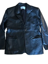 Oak  Fort Classic Black Vegan Leather Blazer Sz small