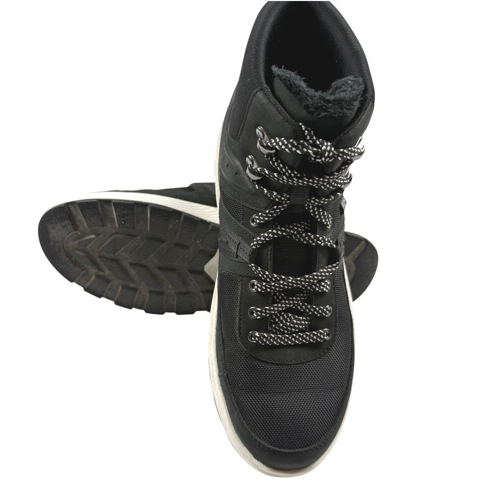 Kizik Wasatch Hands Free Boots Black Faux Fur Lined Mid Top Sneakers Mens 11