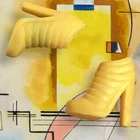 YELLOW Barbie Doll Shoes VTG Fashion Authentic USA Boots Ken Stilettos New