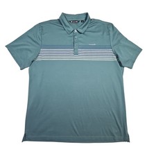 Travis Mathew Mens XXL Polo Shirt Striped Pima Cotton Blend Golf Top Green