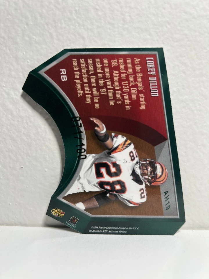 1999 Playoff Absolute SSD Honors Silver #’d /100 - Corey Dillon #AH19 VERY RARE - Image 2 of 2