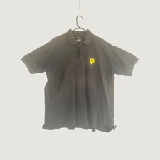 Vintage 2002 Ferrari Polo Shirt Mens XL Black Cotton Racing Scuderia Shield Logo