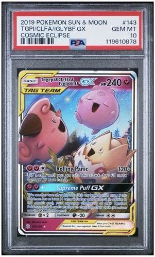 PSA 10 Togepi Cleffa Igglybuff GX 143/236 Pokemon Cosmic Eclipse Sun Moon